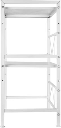 Поличка для мікрохвильової печі, 3 яруси, органайзер з гачками, розширювана, 40-64 см, з вуглецевої сталі, білий