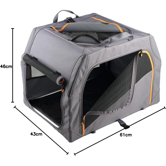 Складана переносна переносна собача будка HUNTER з алюмінієвим каркасом, сірого/помаранчевого кольору, S, 61 x 43 x 46 см