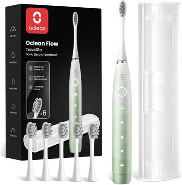 Oclean Flow - електрична звукова зубна щітка, 180 днів роботи акумулятора, 5 режимів, IPX7, таймер 2 хв, зелена
