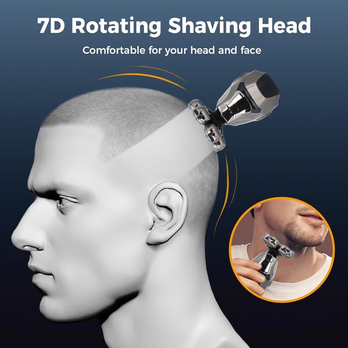 Машинка для гоління голови OSDUE чоловіча, водонепроникна, акумуляторна Type-C, для гладкої голови, магнітна, легка в очищенні, 60 хв роботи