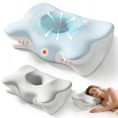 Подушка ортопедична BOYUNSHI з піни Memory Foam для сну на боці, спині та животі. 2 знімні охолоджуючі чохли, 2 висоти.
