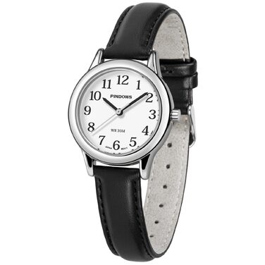 Жіночий кварцовий наручний годинник PINDOWS: мінімалістичний дизайн, золотистий корпус та чорний шкіряний ремінець, елегантний аксесуар на кожен день