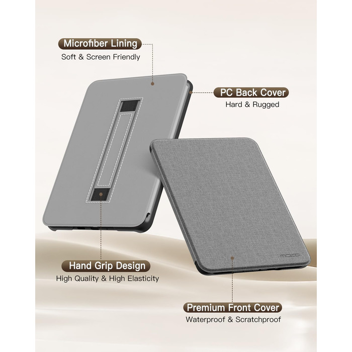 Чохол MoKo для Kindle Paperwhite (12-те покоління, 2024) та Kindle Colorsoft Signature Edition (2024), з петлею для руки, авто-ввімкнення/вимкнення, Agave Grün (сірий)