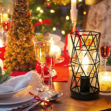 Настільна лампа з дерева та металу, вінтажний стиль, E14/E27, для дитячої, вітальні, спальні, бару (чорний)