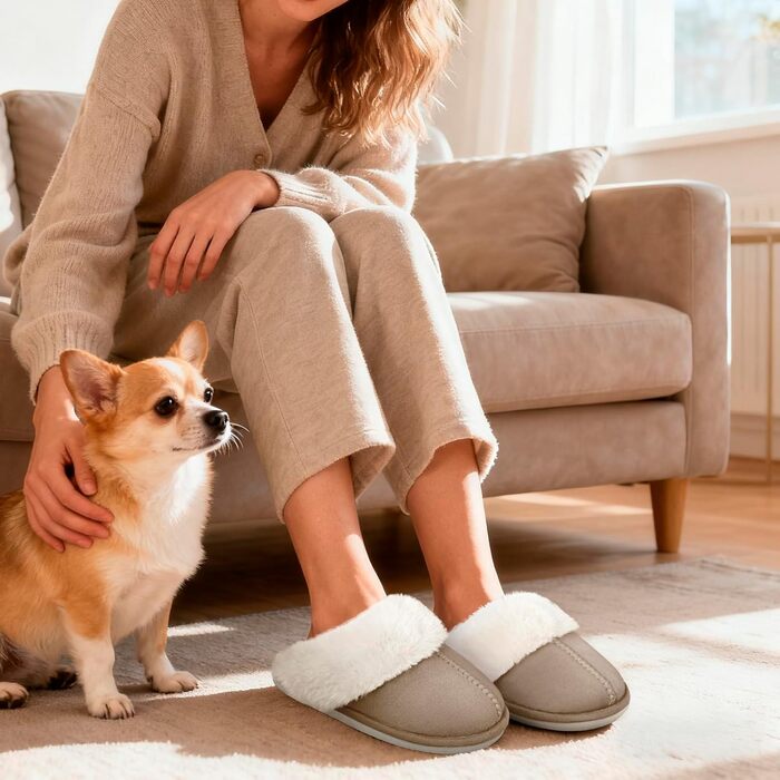 Тапочки домішки жіночі чоловічі зимові теплі зручні з плюшем, м'які, пухнасті, неслизькі, для дому та вулиці (38/39 EU, Хакі)