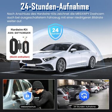 Автомобільний відеореєстратор 4K + 1080P з передньою та задньою камерами, 64GB SD карта, 5GHz WiFi, 1.97