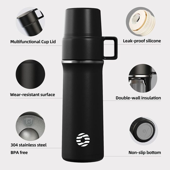 Термоткані з чашкою 850 мл: термоткані, термочашка, ізотермічна пляшка для напоїв, 12 годин тепла/24 години холоду, без BPA, нержавіюча сталь, для відпочинку на природі та кемпінгу (зелена)