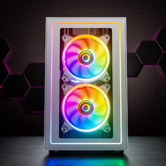 Корпус для ПК GameMachines Element Snow Edition ATX з 3 RGB вентиляторами, білий (Nova Snow)