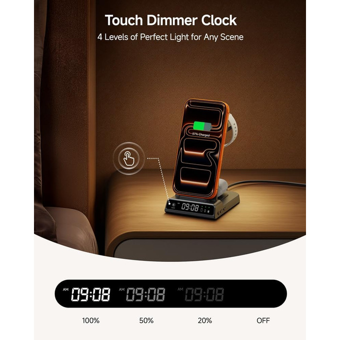 Бездротова зарядна станція 3-в-1 для Garmin Vivoactive/Venu/Forerunner/Instinct/Fenix/Epix 2, Samsung S25/S24, iPhone, AirPods, Galaxy Buds3