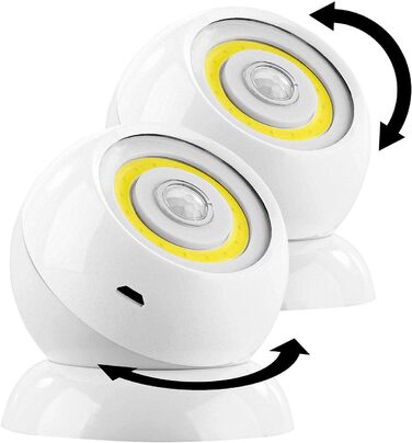 Lunartec Rechargeable Flashlights: 2-Pack ultra-bright COB LED rechargeable lights with PIR sensor, 200 lm, white (rechargeable light with motion sensor, LED spotlight, battery table lamp)