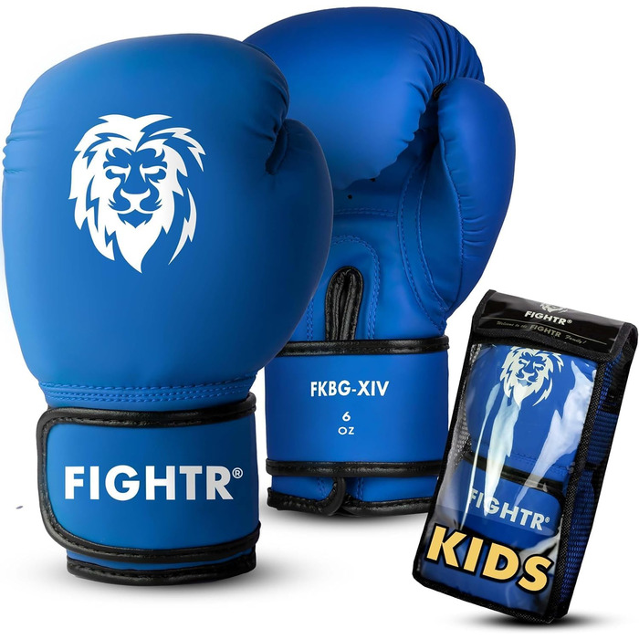 Боксерські рукавички для дітей FIGHTR® 04 oz, блакитні | для боксу, MMA, муай-тай, кікбоксингу | з сумкою