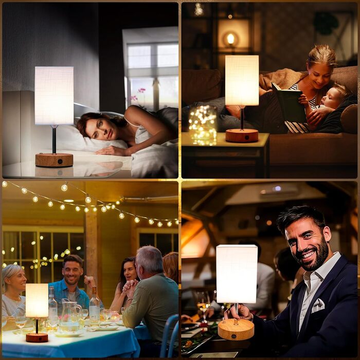 Бездротова настільна лампа TRUMPETS з акумулятором, сенсорне керування, регулювання яскравості, 3 колірні температури, USB-C, 6000mAh, для вітальні/спальні