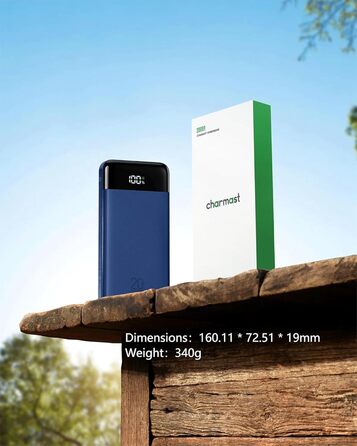 Power Bank Charmast 20000mAh з LED-дисплеєм та 4 кабелями, 22.5W, USB C PD3.0 QC4.0, 6 виходів, сумісний з iPhone та Samsung