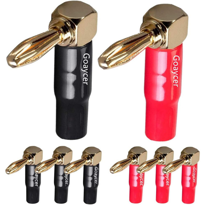 Гоайсер штекер бананний кутовий 24K позолочений для акустичних кабелів - (12 шт.) (4 пари)