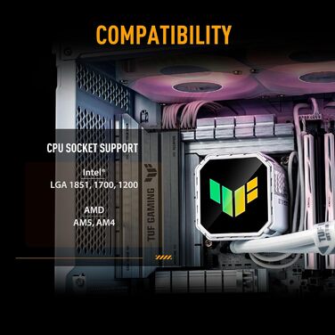 ASUS Prime LC ARGB LCD - водяне охолодження CPU з РК-дисплеєм (2.3 дюйми, помпа Asetek, 3 вентилятори ARGB, сумісність Intel LGA 1851/1700/1200/115X, AMD AM5/AM4)