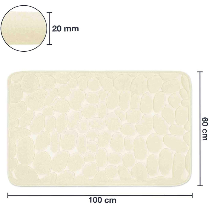 Memory Foam Bathroom Rug - Non-Slip Washable & Quick-Dry Bath Mat - 60x100cm Cream Color