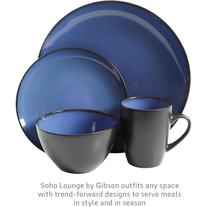 Набір посуду Gibson Soho Lounge, 16 предметів, блакитний, кераміка, для 4 осіб