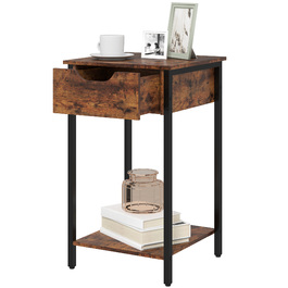 HOMCOM Side Table, Coffee Table in Industrial Design, Coffee Table with Steel Frame, for Living Room, Bedroom, 40 x 40 x 68 cm, Rustic Brown | Aosom