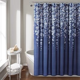 Шторка для душу Lush Decor з квітковим малюнком, 183 x 183 см, блакитний колір