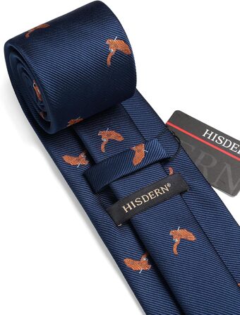 HISDERN Комплект краватки та нагрудного хустинки з принтом тварин для чоловіків. Підходить для весілля, ділових зустрічей та особливих подій. (Темно-синій/Орел, універсальний розмір)