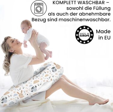 Подушка для вагітних Amilian Stillkissen 170 см XXL – подушка для сну на боці, подушка для годування, сіра та бежева