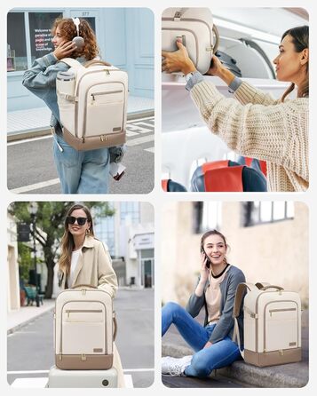 LOVEVOOK Рюкзак для ручної поклажі з окремим відділенням для взуття, 40L рюкзак для жінок, великий, з відділенням для мокрого та сухого, Travel Backpack, Carry On Luggage для подорожей, Бежевий, Зелений, 40L (3 шт.)