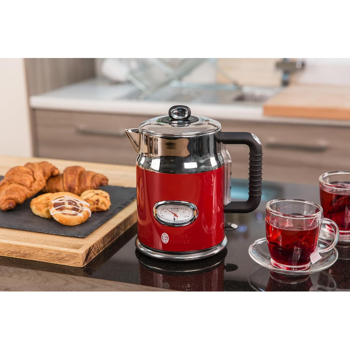 Тостер Russell Hobbs Retro з нержавіючої сталі [для 2 тостів] з підігрівачем для бургерів, 6 рівнів підсмажування, функція розморожування та підігріву, 1300 Вт, Vintage 21680-56