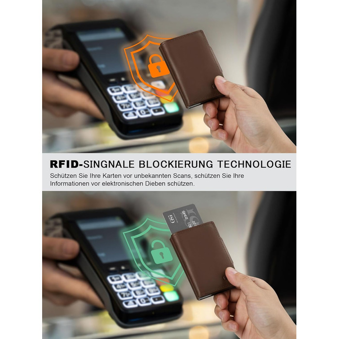 GSG SINCE 1998 Men's Leather Wallet, Slim Wallet with Coin Pocket & RFID Protection Card Holder Portomonee for 9-10 Cards, Slim Wallet for Men Dark Brown