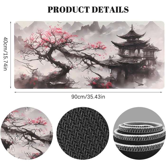 Килимок для миші ігровий XXL 900x400 мм, з антиковзким покриттям, вологостійкий, для ПК, MacBook, Laptop