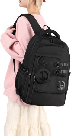 Водонепроникний шкільний рюкзак JANSBEN для підлітків (хлопців та дівчат), багатоклековий дизайн для школи та подорожей, ідеальний для 5 класу, чорний