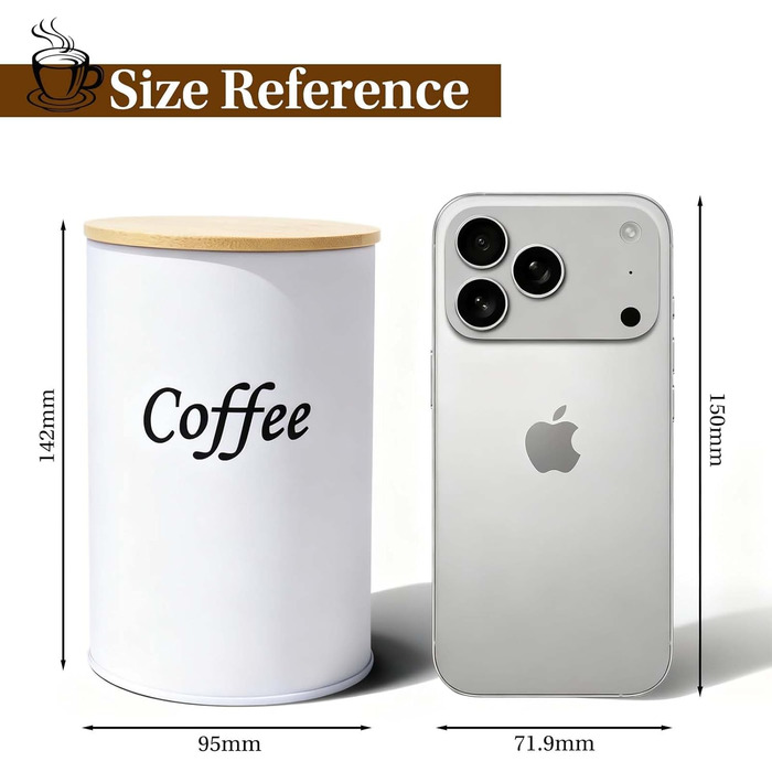 Набір з 2 кавових контейнерів (чорний та білий), 1000 мл, бамбукові кришки, для кавових зерен, меленої кави та капсул – подарунок для пар та поціновувачів кави