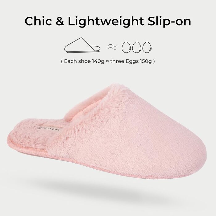 Жіночі плюшеві домашні тапочки Snug Leaves з штучним хутром та Memory Foam (36/37 EU, Рожеві)