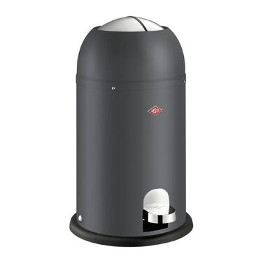 Сміттєвий кошик WESCO Kickmaster Junior на 12 л, графіт матовий, зі сталевим корпусом та м'яким закриванням