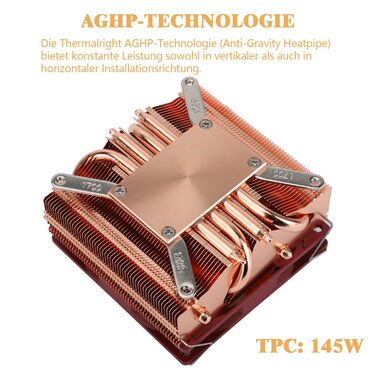 Thermalright AXP90-X53: Низькопрофільний кулер CPU для ITX, 53 мм, PWM вентилятор TL-9015R, технологія AGHP, сумісний з AMD AM4/AM5 та Intel 1700/1150/1151/1155/1156/1200 (модель з чистої міді)