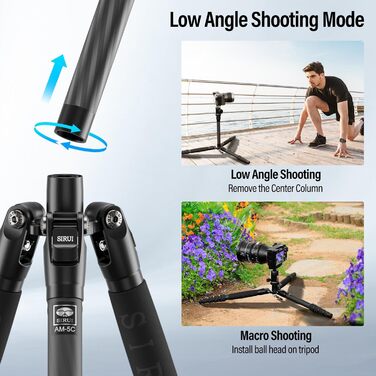 Штатив SIRUI AM-5C Carbon з кульковою головкою, 140 см, вантажопідйомність 10 кг