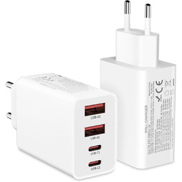 Адаптер USB-C 40W, 2 шт. з 4 портами для iPhone 16/15/14/Plus/Pro/Max/13/12/11/SE, iPad, PD 3.0, швидка зарядка, блок живлення (без кабелю)