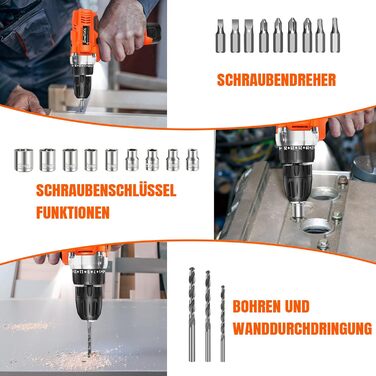 Акумуляторний шуруповерт 21V з набором аксесуарів для дому та саду. Шуруповерт-дриль, ударний шуруповерт, акумуляторний дриль. Макс. крутний момент 45Nm, 25+1 ступінь, 2 швидкості, 1500mAh, 25 шт. аксесуарів. Червоний.