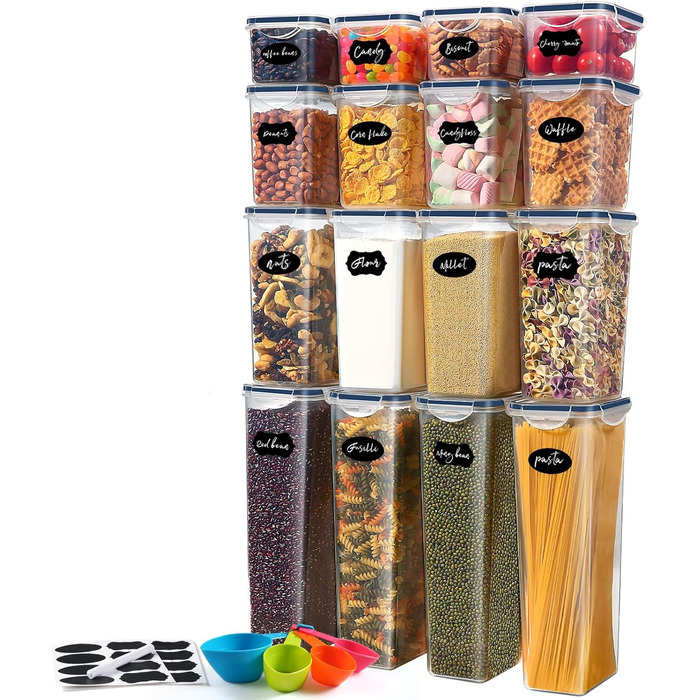 Набір контейнерів для зберігання YASHE 24 шт. з кришкою, герметичні, BPA-free, для сухих продуктів, крупи, борошна та цукру