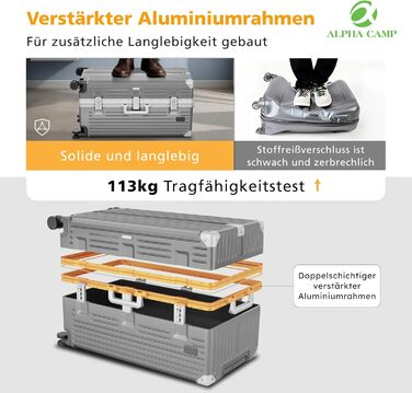 Чемодан ALPHA CAMP XL з алюмінієвим каркасом та полікарбонатною оболонкою, TSA-замок, 40x36x77 см, 93 л, темно-сірий, для подорожей