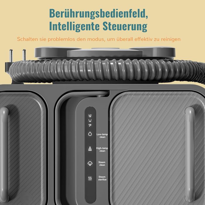 Пилосос для м'яких меблів з пароочищувачем, 17000PA, чорний. Апарат для чищення м'яких меблів з функцією гарячої води та високої температури, вбудованим резервуаром для води, 3 насадки, функція точкового очищення