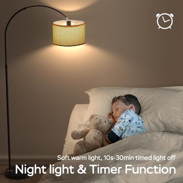 Торшер для вітальні JASMIN I з LED E27, тканинний абажур 33 см, вимикач на нозі, вінтажний стиль, підходить для спальні, готелю (льон-rgb)