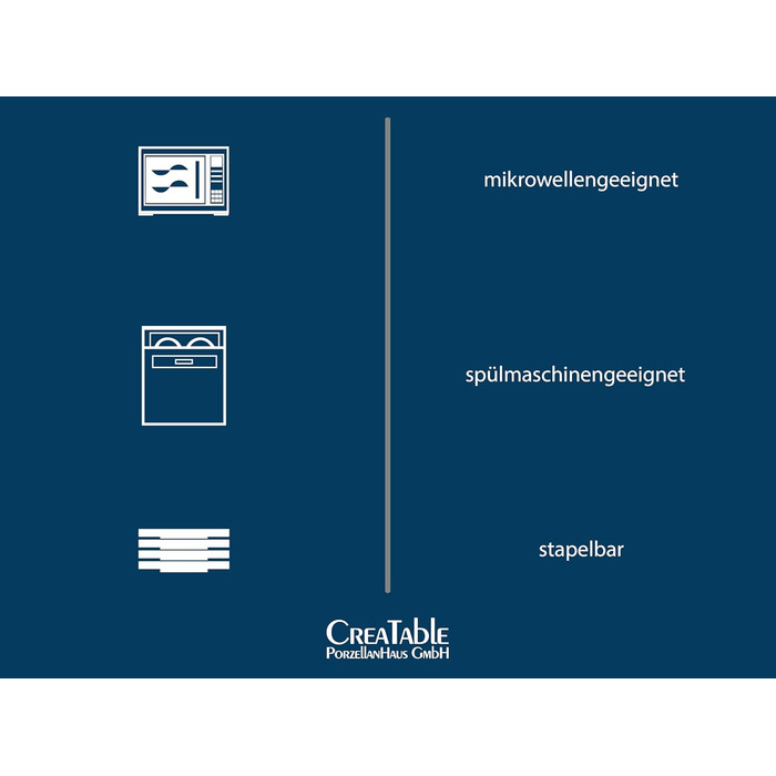 CreaTable Серія Square City Line: 12-частинний порцеляновий посуд для 6 осіб, Tafelservice, безпечний для миття в посудомийній машині та мікрохвильовій печі