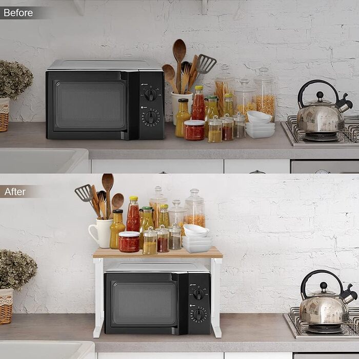 Cocoarm Microwave Shelf Standing Shelf for Microwave 2 Tier Kitchen Shelf Countertop Microwave Shelf Microwave Rack for Kitchen Microwave Stand Holder Made of Metal (white)