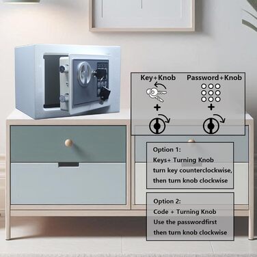 Електронний сейф Yuanshikj Deluxe з цифровим замком та клавіатурою для дому, офісу, готелю, бізнесу, ювелірних виробів та зброї, сріблястий (17E)