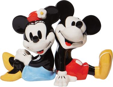 Enesco Disney Ceramics Salt and Pepper Shaker Set, Sitting, Mickey and Minnie Mouse, 8.9 cm, Multicolor