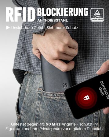 Чоловічий гаманець з RFID-захистом та відділенням для монет, Smart Wallet з вікном для документів, шкіряний гаманець для карт (чорно-червоний)