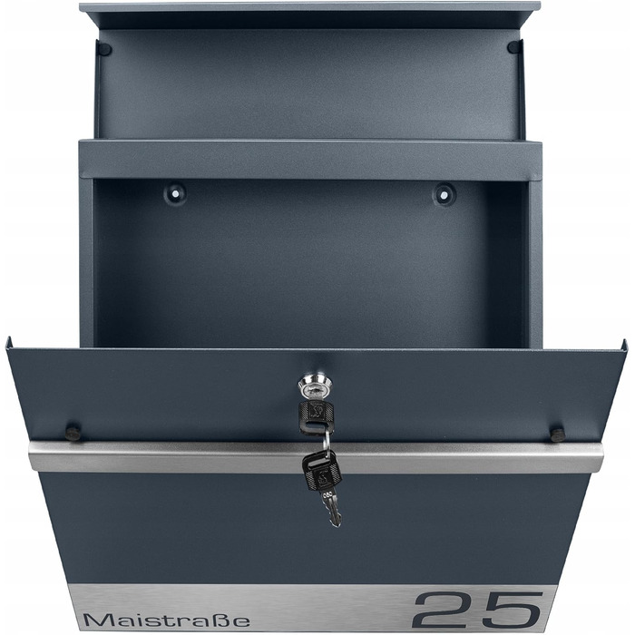 Поштова скринька настінна Anthrazit RAL 7016, для газет, XXL (Laser 1) з/без адреси