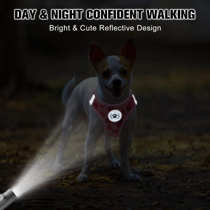 Шлейка та поводок для собак та котів Beautyzool, м'яка сітчаста тканина, світловідбивачі, для дрібних та середніх цуценят, в клітинку, XS/S (обхват грудей 37-41 см)