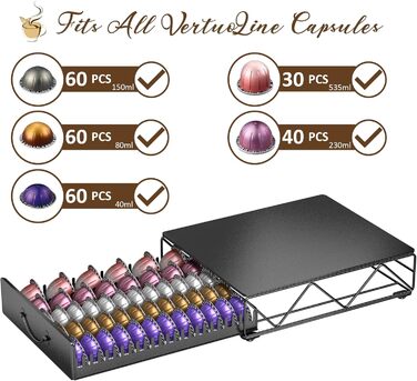 Тримач для капсул кави Nespresso Vertuo та Dolce Gusto на 50 капсул, металевий, для Nespresso машина (Vertuo 40)
