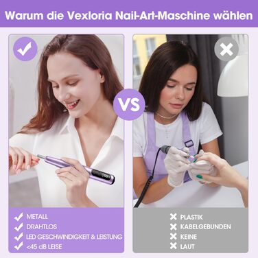 Електричний фрезер для нігтів 11 в 1, професійний, для гель та акрил, регулювання швидкості, манікюр та педикюр, фіолетовий